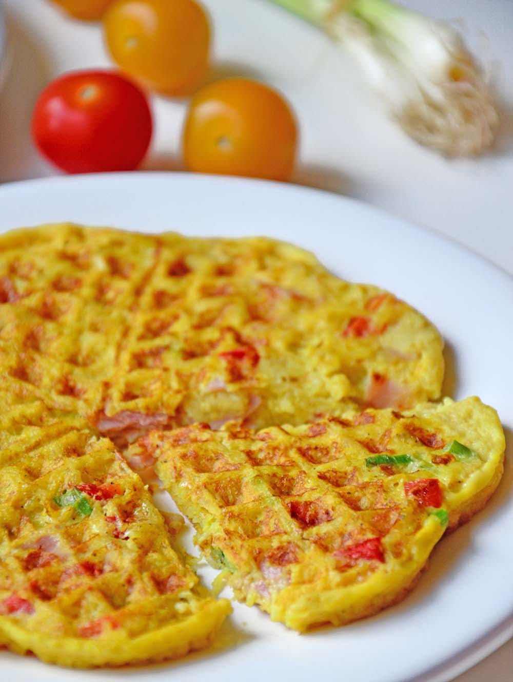 Potato, ham and parmesan waffles